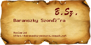 Baranszky Szonóra névjegykártya